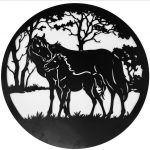 Loving Mother and Baby Horse Metal Wall Art