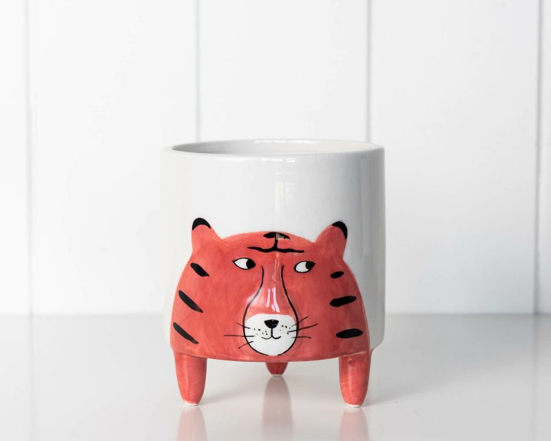 Orange Tiger Animal Ceramic Pot Planter