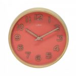 Leni Wooden Table and Wall Clock - Coral, Teal, White, Black 18cm