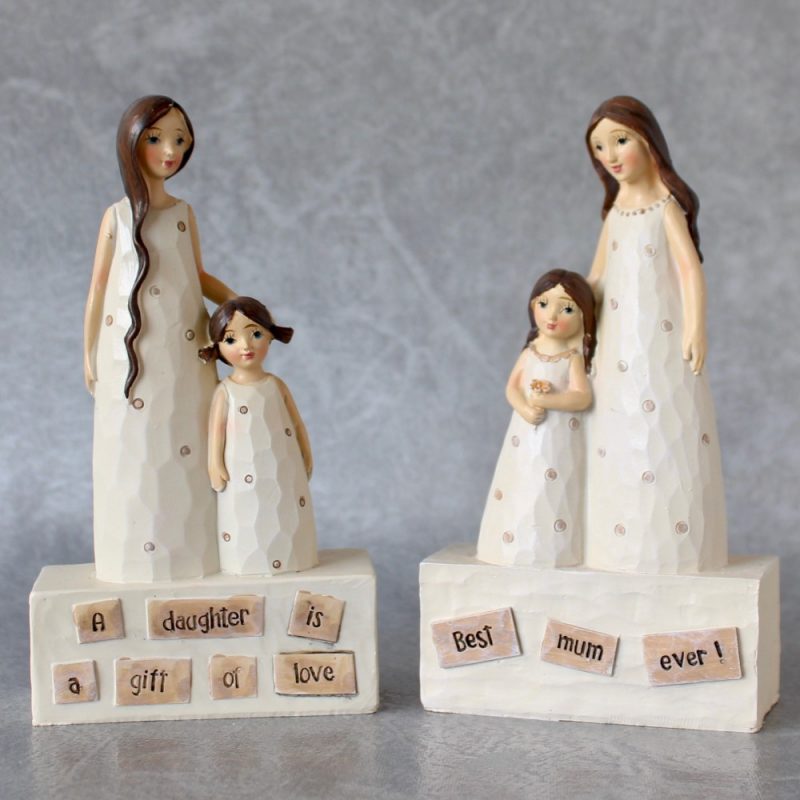 Loving Mother And Daughter Resin Statue both
