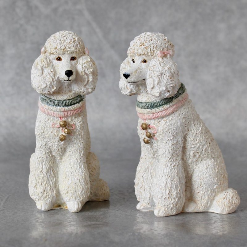 White Poodle Dog Puppy Ornament Figurine Statue 11cm 