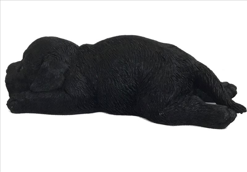 Lying Black Dog Statue Lazy Puppy Sculpture