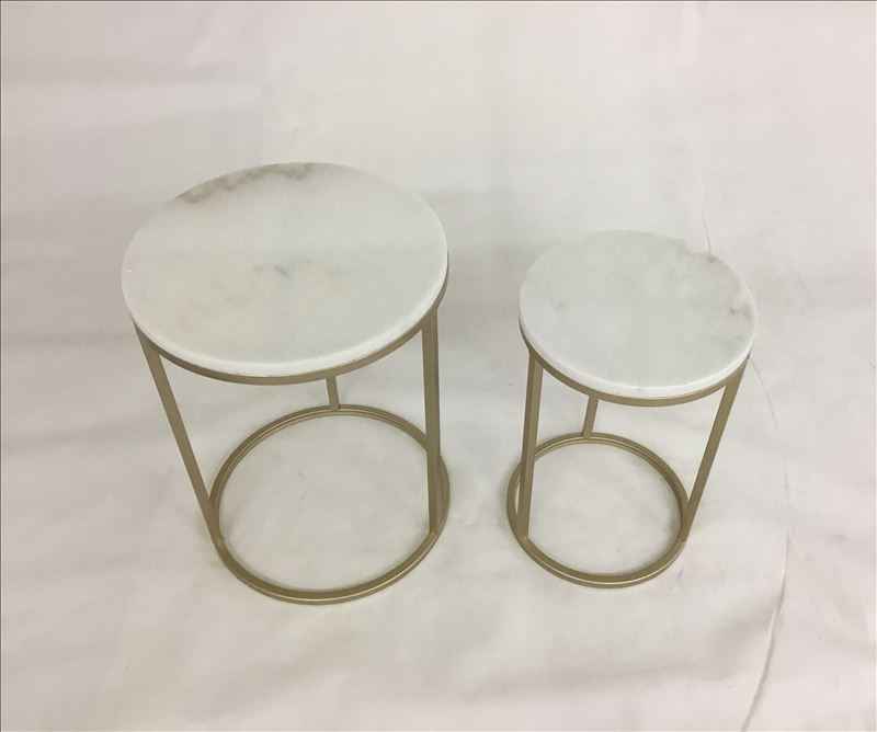 Round Marble Top Side Tables, 41.5x53cm | Dalisay