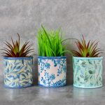 Set of 3 Hamptons Blue Ceramic Pot Planters