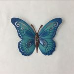 Ornate your walls in an elegant style with this Teal Blue Hanging Butterfly Metal Wall Art