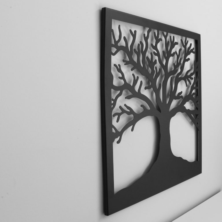 Black Square Tree of Life Metal Wall Art