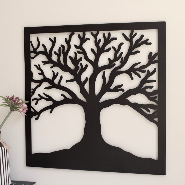 Black Square Tree of Life Metal Wall Art