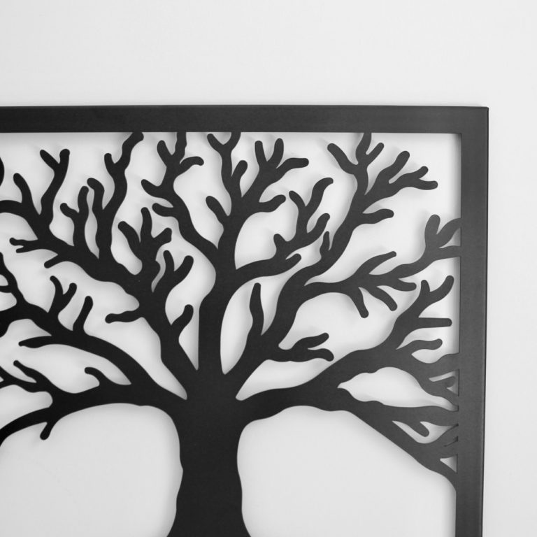 Black Square Tree of Life Metal Wall Art