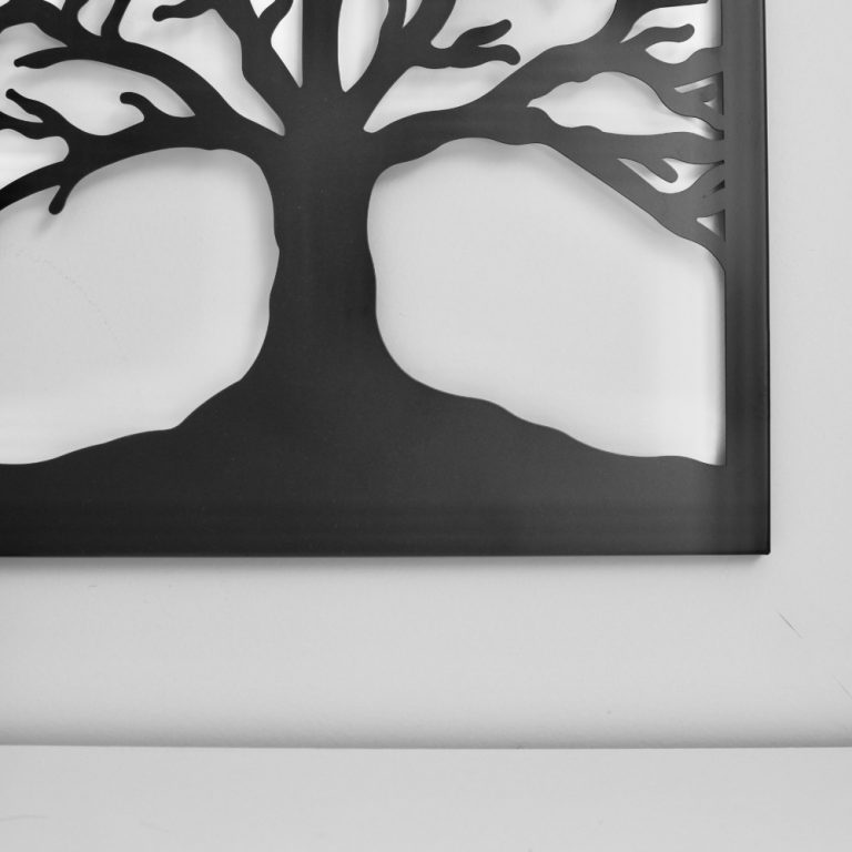 Black Square Tree of Life Metal Wall Art