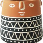 Black Tribal Terracotta People Face Pot Planter