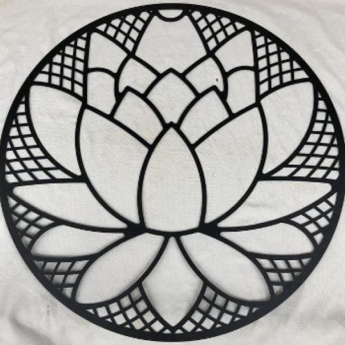 Black Lotus Flower Round Metal Wall Art 80cm Dalisay