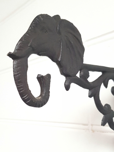 Cast Iron Elephant Corner Bracket Key Holder Hook