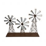 Rustic Galvanised Metal Triple Windmill Wind Spinner