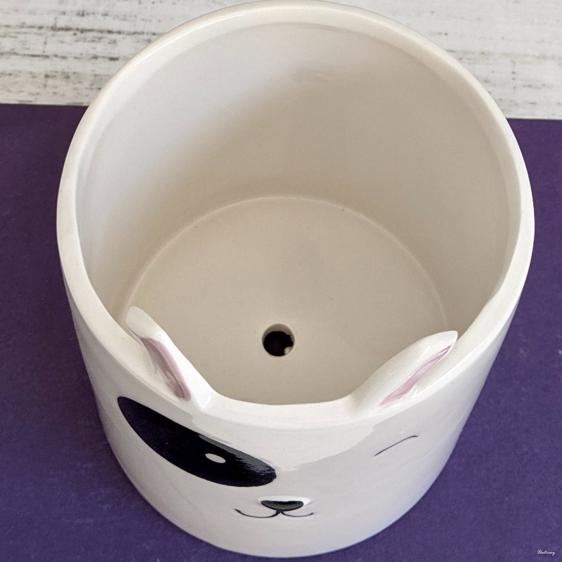 White Ceramic Dog Pot Planter