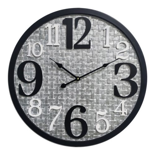 Distressed Grey Black Scandi Metal Wall Clock