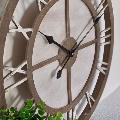 New Large Scandi Hamptons Natural White Wooden Wall Clock