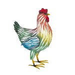 Colourful Chicken Rooster Metal Wall Art