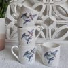 Flying Birds White Bone China Espresso Cups – Set of 4