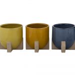 Modern Orange Yellow Navy Ceramic Pot Planter with Feet