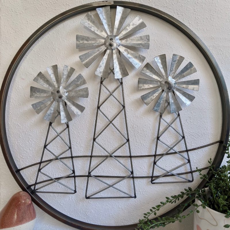 Windmill Trio Round Metal Wall Art