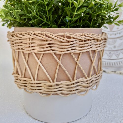 Woven Natural Cane Ceramic Pot Planter