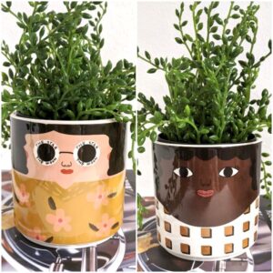 Brown & Goggle Girl Ceramic Pot Planter