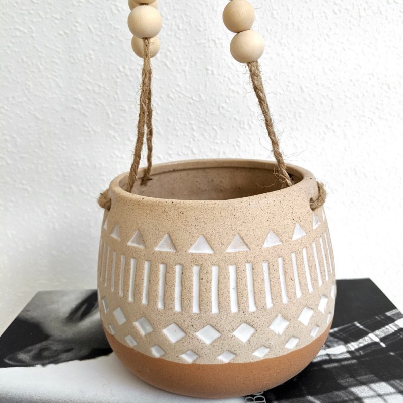 Tribal Terracotta Hanging Ceramic Pot Planter_b