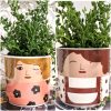 Winking Shy Girl Ceramic Pot Planter