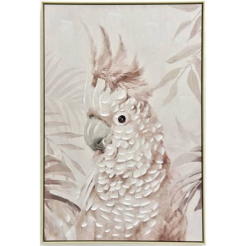 Blush Cockatoo Parrot Framed Canvas Wall Art