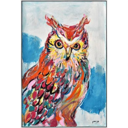 Colourful Owl Framed Canvas Print Wall Art