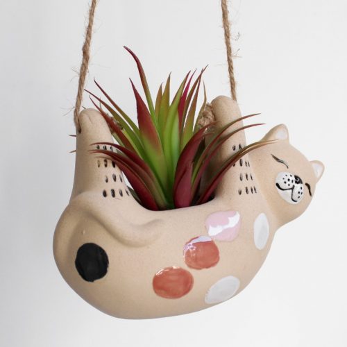 Hanging Kitty Cat Ceramic Pot Planter