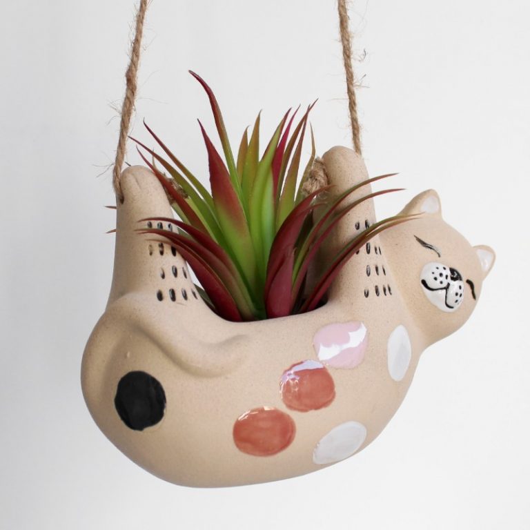 Hanging Kitty Cat Ceramic Pot Planter | Dalisay