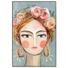 Rose Girl Floral Head Framed Canvas Wall Art