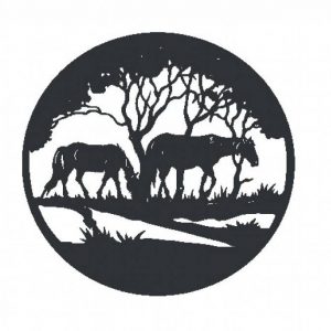Walking Horses Black Metal Wall Art Decor