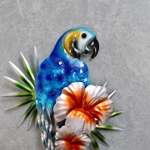 Blue Macaw Parrot Metal Wall Art Decor