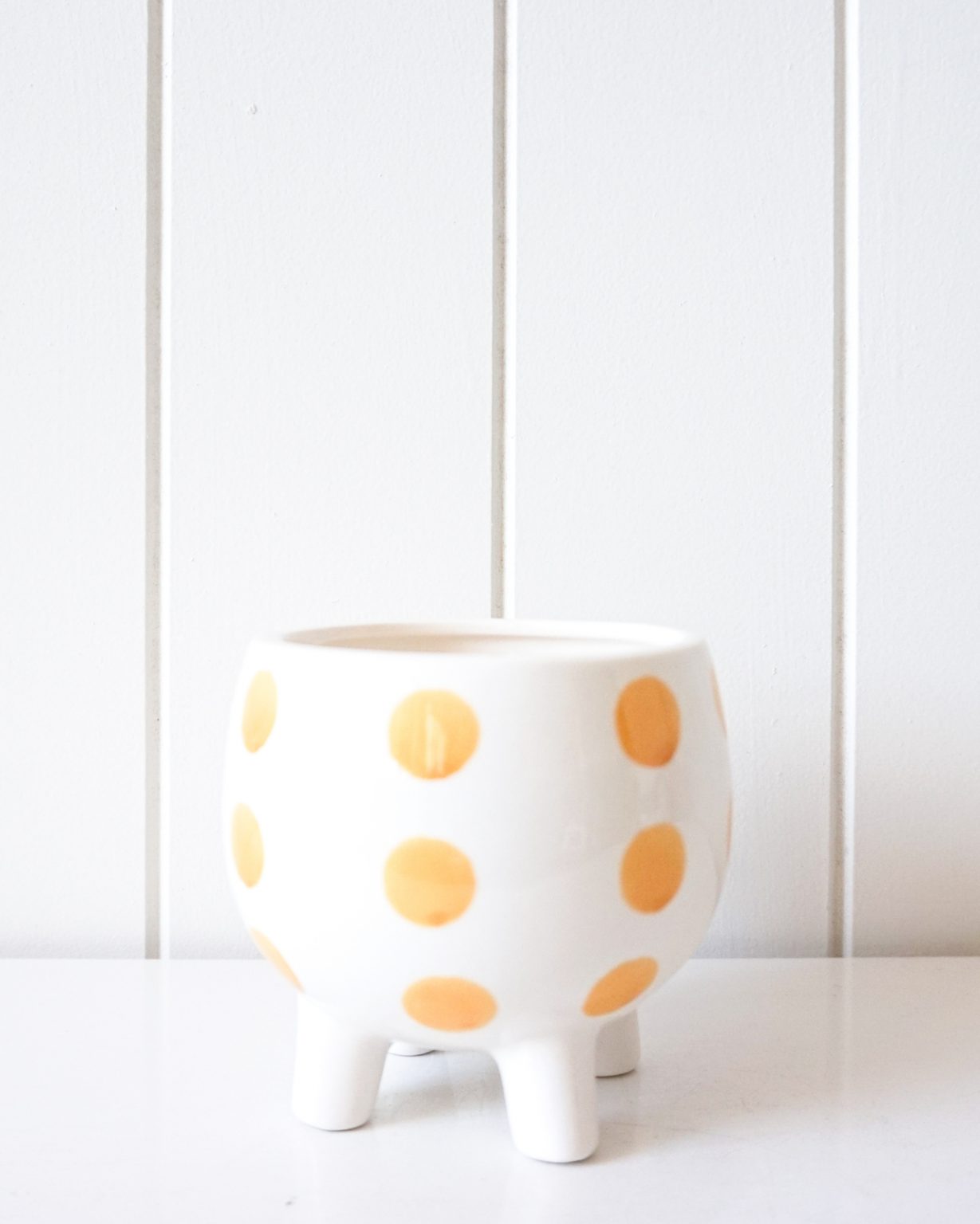 Spots Ceramic Pot Planter On Legs Pink, Green, Mustard Dalisay