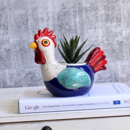 Colourful Rooster Chicken Planter Pot