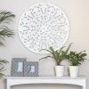 Hamptons Round Floral Mandala Heart Wooden Wall Art