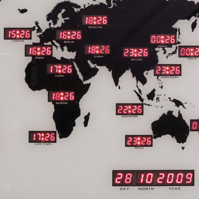 NeXtime World Time Zone Digital Wall Clock
