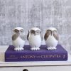 No Evil See Hear Speak White Owls Statue - Set of 3