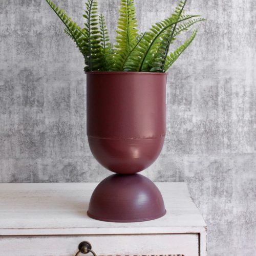 Tall Brick Red Metal Planter Pot