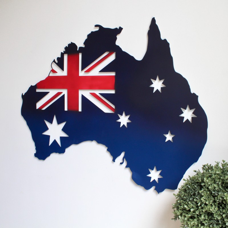 Blue Australia Map Metal Wall Art