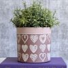 Dark Pink Love Heart Sketch Planter Pot