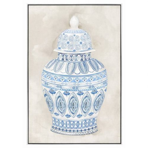 Blue Ginger Jar Framed Canvas Wall Art