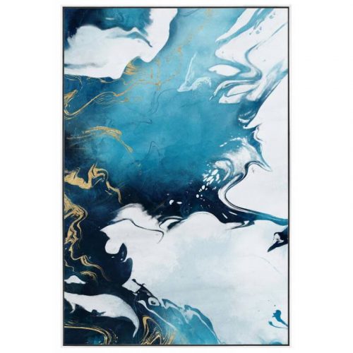 Blue Water Colour Framed Canvas Wall Art