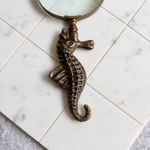 Brass Look Seahorse Magnifying Glass