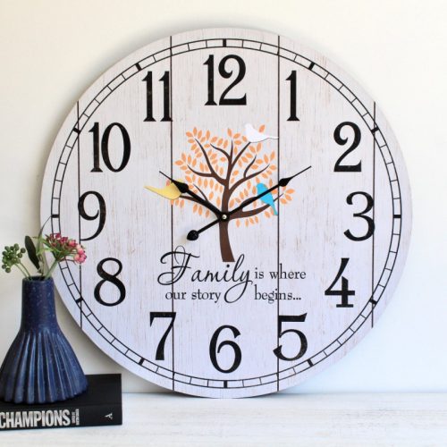 Large Family Tree Wooden Wall Clock