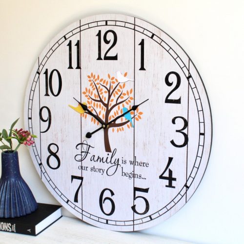 Large Family Tree Wooden Wall Clock