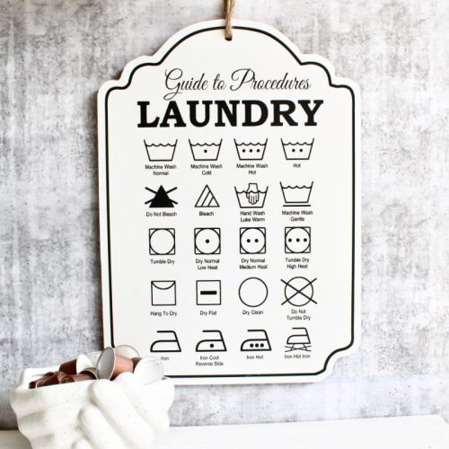 Laundry Wooden Wall Plaque Sign - White