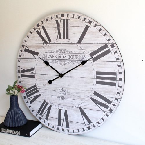 XL Large French Cafe Wooden Wall Clock